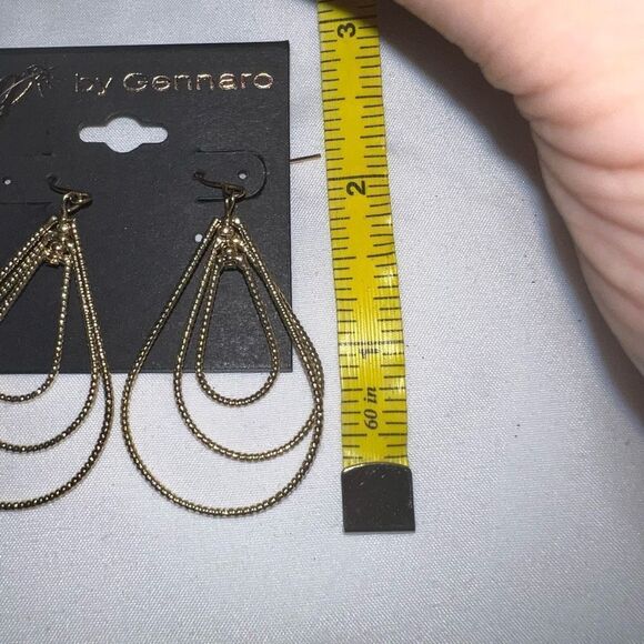 G by Gennaro Gold Tone Triple Teardrop Dangle Earrings - Picture 4 of 6